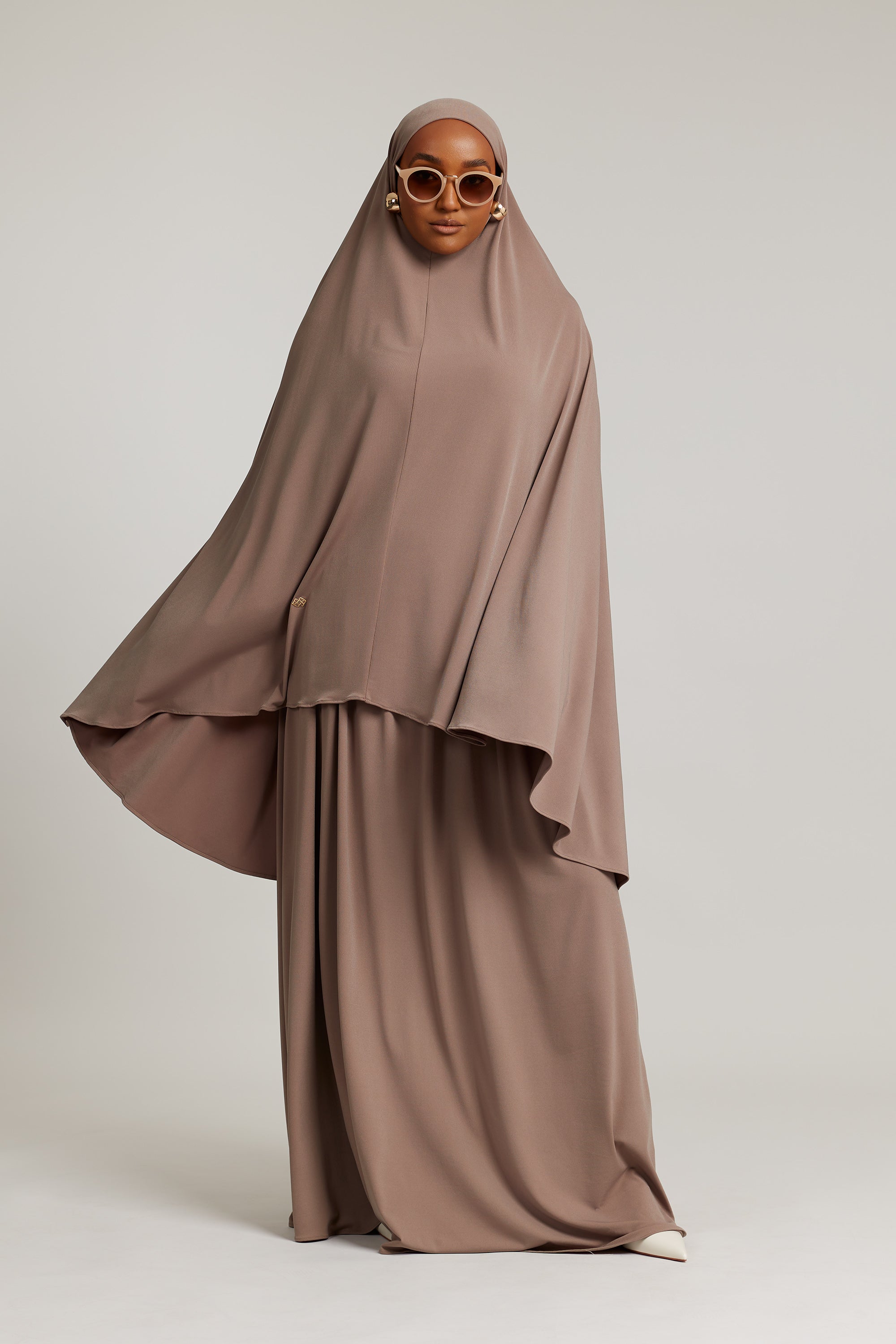 BREATHABLE JERSEY KHIMAAR AND SKIRT - ASH BROWN