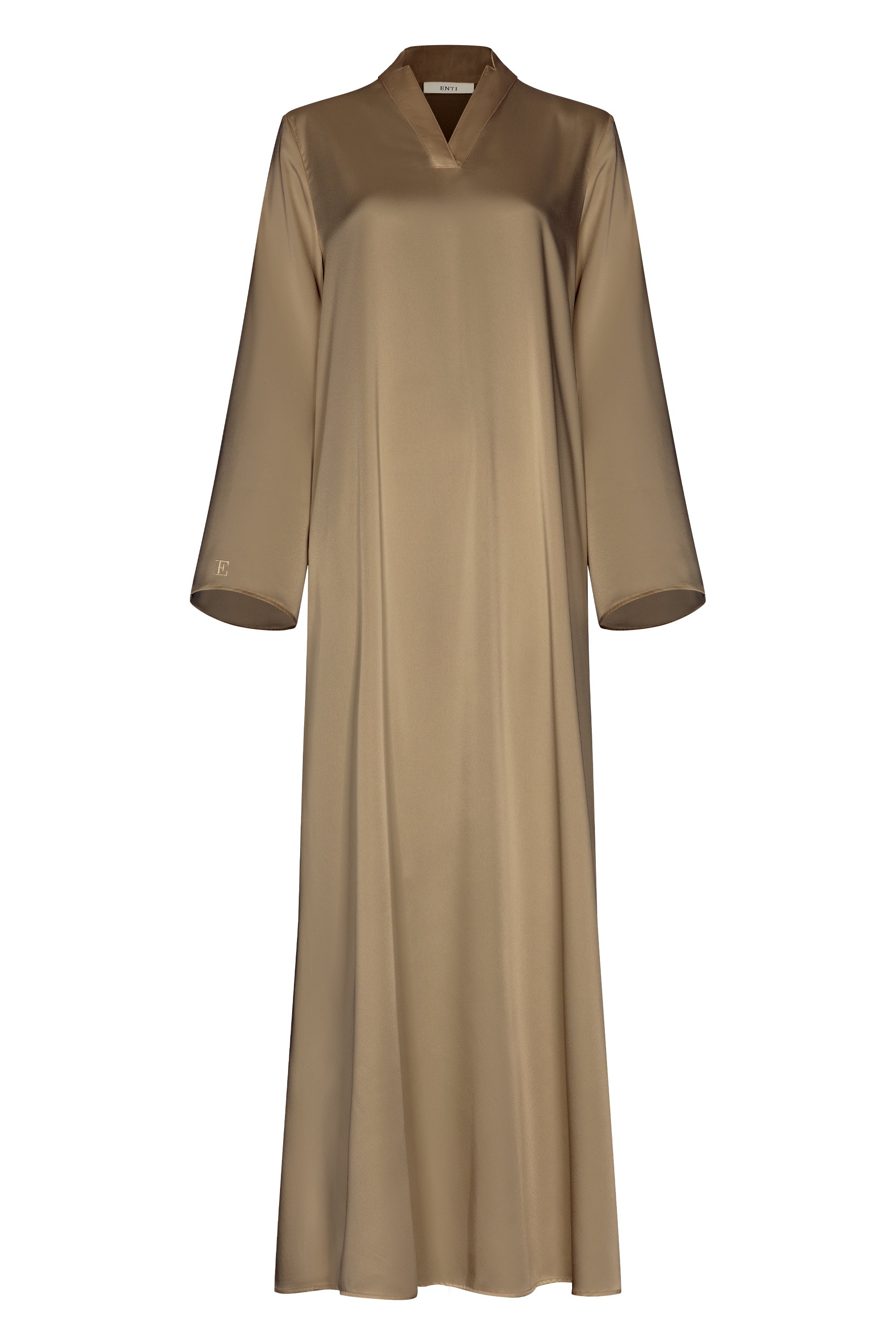 Satin Khimar Abaya Set - Cashmere Brown