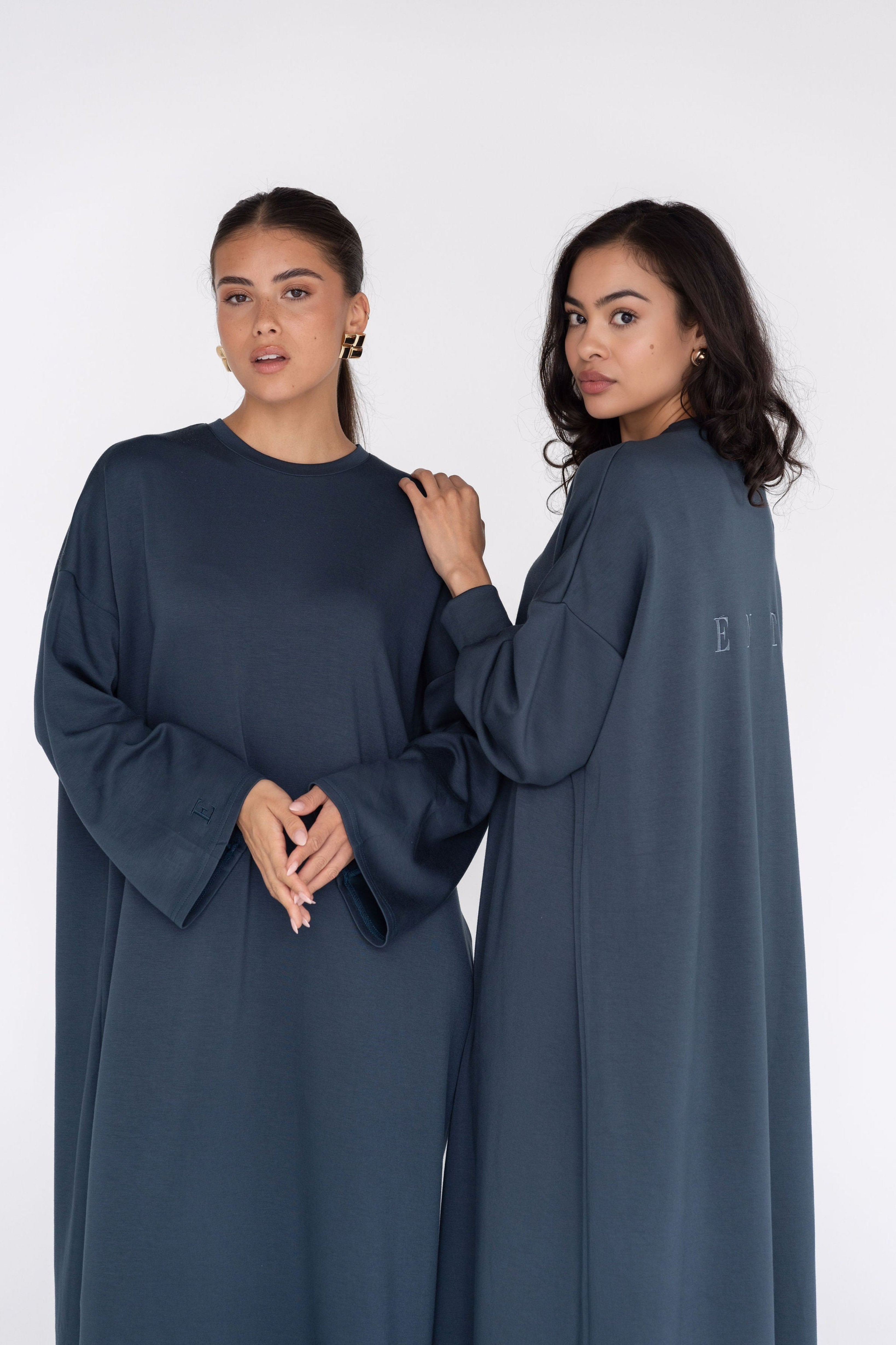 WIDE SLEEVE DRESS - NAVY BLUE