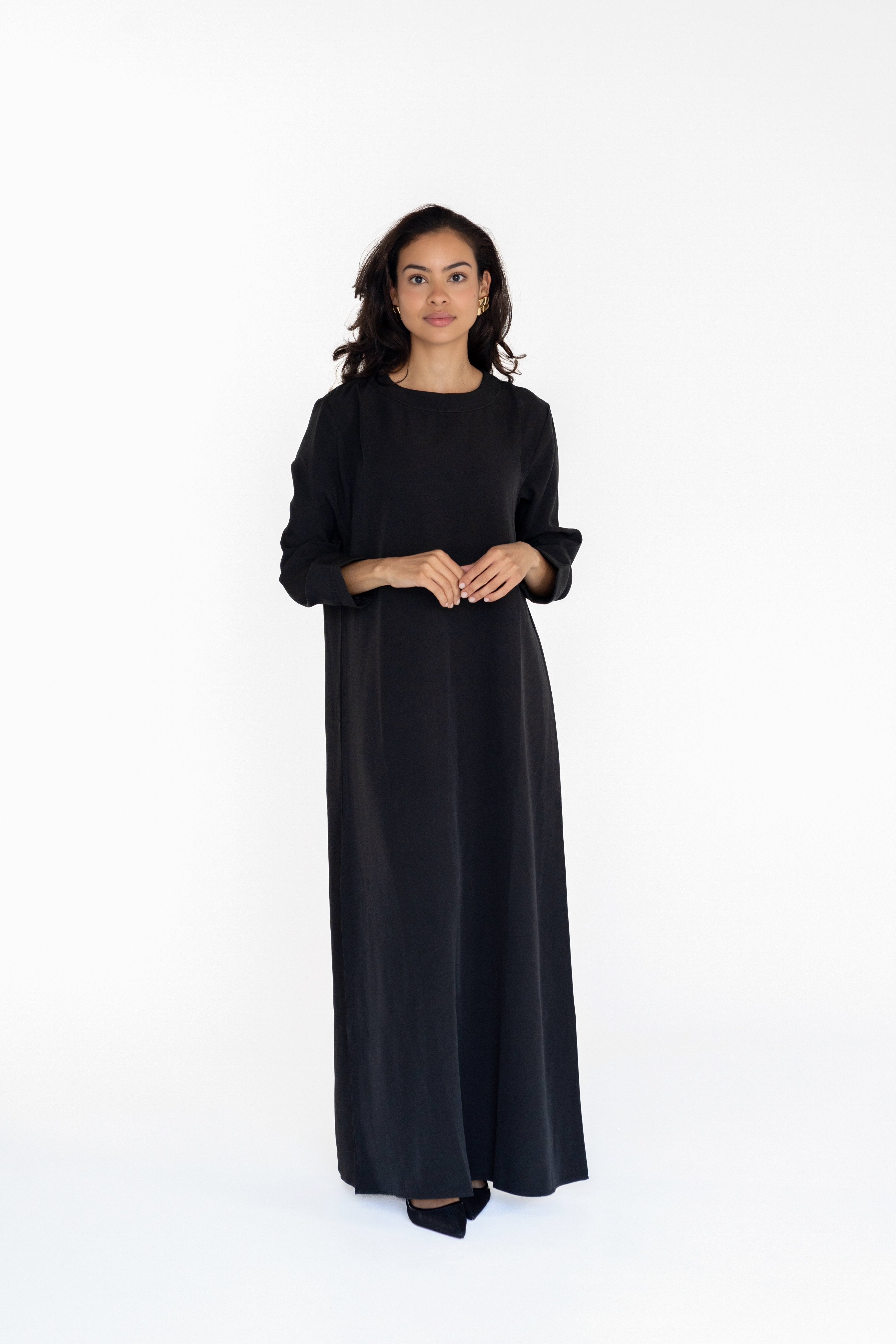 ESSENTIAL DARORI ABAYA AND KIMONO SET - BLACK